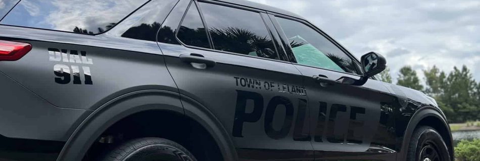 Picture of a police car belonging to the Leland Police Department of North Carolina.